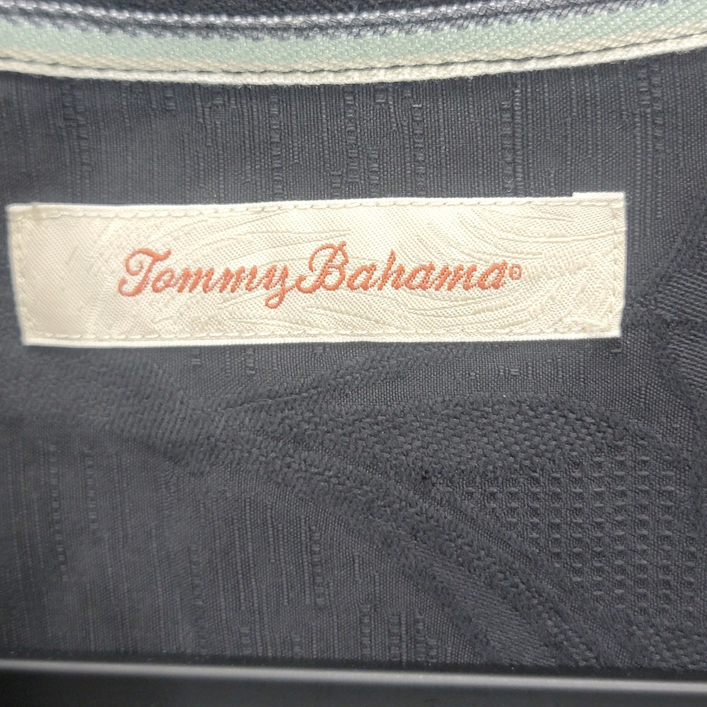 Tommy Bahama Men XXL Black Silk Jacquard Six Flights A Day Wine Embroidery Shirt - Picture 5 of 14